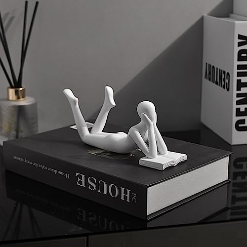 OINRG Lesefiguren Dekorationen Moderne abstrakte Kunst Bücherregal Dekor Lesen Frauen Figur Dekor für Wohnzimmer Büro Schlafzimmer Kaffeeregal Tisch Mittelstück (Weiß, B) von OINRG