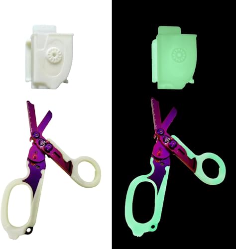 OINRG Notfallschere, 6 in 1 Multifunktions-Edelstahlschere, faltbar, Schere, Zange mit Gurtschneider und Glasbrecher, Outdoor Camping, Rettungswerkzeug (Lila Glühen) von OINRG