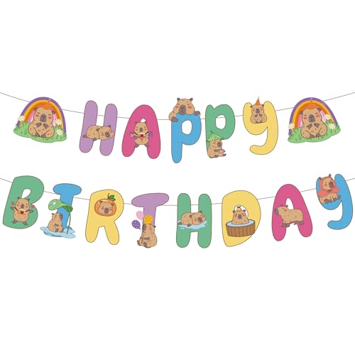 Capybara Geburtstag Deko Junge Mädchen - 2 Pcs Capybara Geburtstag Zubehör mit Cartoon Tier Happy Birthday Girlande Banner für Kinder Geburtstagsdecorationen Geburtstagsparty Capybara Geburtstag Deko Junge Mädchen - 2 Pcs Capybara Geburtstag Zubehör mit Cartoon Tier Happy Birthday Girlande Banner für Kinder Geburtstagsdecorationen Geburtstagsparty von OIODDYY