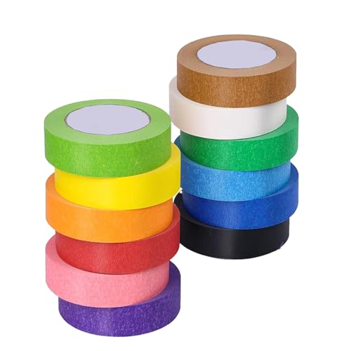 OIODKDEF 12 Rolle Kreppband Bunt, 25mm x 13m Abklebeband Bunt, Regenbogen Masking Tape, Dekorative Tape Kinder für Scrapbooking, DIY Handwerk Und Verpackung OIODKDEF 12 Rolle Kreppband Bunt, 25mm x 13m Abklebeband Bunt, Regenbogen Masking Tape, Dekorative Tape Kinder für Scrapbooking, DIY Handwerk Und Verpackung von OIODKDEF