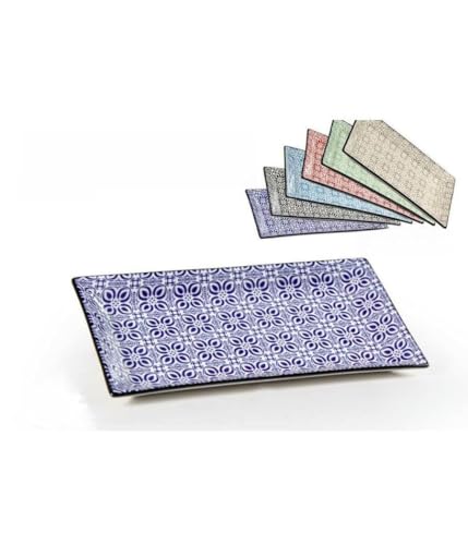 OISE ART STORE Trade Shop - Rechteckiges Tablett Marrakesch 29 x 16 x 2 cm Deluxe Mehrzweckschale 6 Farben Keramik 771675 von OISE ART STORE