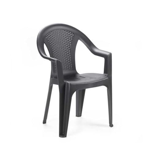 OISE ART STORE Trade Shop - Set 4 Gartenstühle mit Rückenlehne in Rattan-Optik 54 x 56 x 81 cm Kunststoff Anthrazit 669512a - von OISE ART STORE