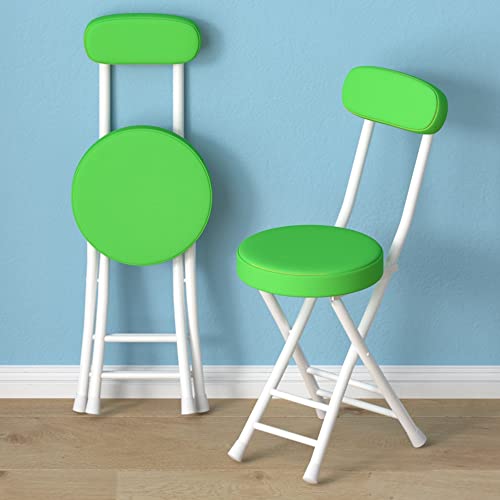 OITTO Barhocker faltbar mit Rückenlehne, Klappstuhl, Küchenhocker mit rundem PU-Sitzkissen, Thekenhocker mit Fußstütze, Klapphocker für Kücheninsel, Esszimmer, Wohnzimmer (Farbe: Grün) von OITTO