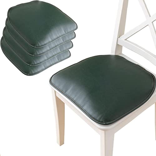 OITTO Hochwertiges Stuhlkissen mit Krawatten für Esszimmerstuhl aus synthetischem Leder - Hufeisenförmiges rutschfestes Sitzkissen für bequemes Sitzen - Größe 43 x 40cm,Dark Green-43 * 40cm(4packs) von OITTO