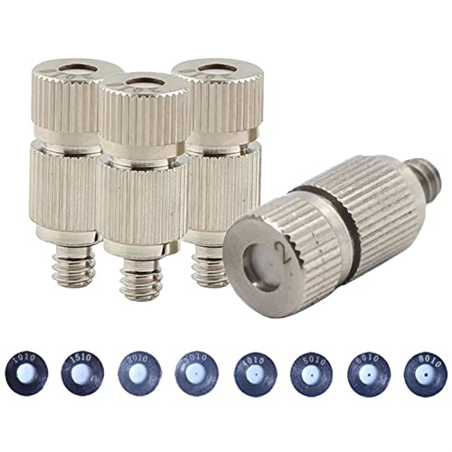 10 STÜCKE Messing-Nebeldüsen Garten-Hochdruck-Sprühnebeldüse Zerstäuberdüse für Landschaftsbau, Luftbefeuchtung, Kühlnebelsystem im Freien, Betriebsdruck (20-80) kg, 10/24 UNC-Gewinde von OITTo