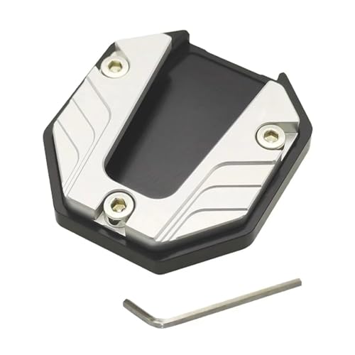 OJAMWXZU Motorrad Ständer Fuß Seitenverlängerung Pad Motorrad Kickstand Pad Anti-Skid Enlarger Basis Unterstützung Erweiterung Enlarger Roller Moped Fuß Pad CNC Aluminium Legierung(Silvery) von OJAMWXZU