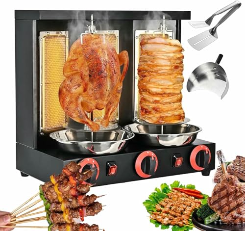 Commercial Vertical Kebab Doner Grill, Infrarot Heizung Mit 3 Brenner & Dual Control, Edelstahl Rotisserie Für Perfekte Shawarma & Gyro Kochen von OJHGRDFV
