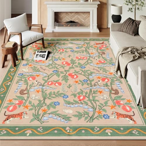 Waschbarer Teppich, weich, florales Muster, 20,3 x 25,4 cm, für Wohnzimmer, Tier, rutschfest, Schlafzimmerteppich, ultradünn, Boho, großer Teppich für Kinderzimmer, Esszimmer, Büro, Kinderspielzimmer Waschbarer Teppich, weich, florales Muster, 20,3 x 25,4 cm, für Wohnzimmer, Tier, rutschfest, Schlafzimmerteppich, ultradünn, Boho, großer Teppich für Kinderzimmer, Esszimmer, Büro, Kinderspielzimmer von OJIA