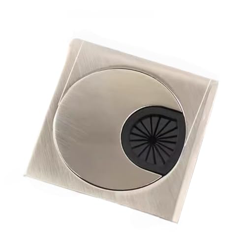 1 Stück Kabeldurchführung aus Zinklegierung for den Schreibtisch, 60 mm Kabellochabdeckung for Computertisch, Möbelbeschläge, Oberflächen-Auslassanschlussschutz(Brushed silver) von OJIJO