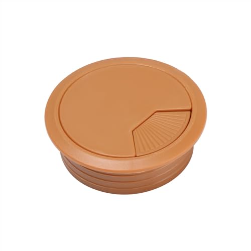 2 Stück Kabeldurchführungen aus Kunststoff for den Schreibtisch, Kabellochabdeckung for Computertisch, Kabelorganisator und Auslassanschlussabdeckung(Brown,60mm) von OJIJO