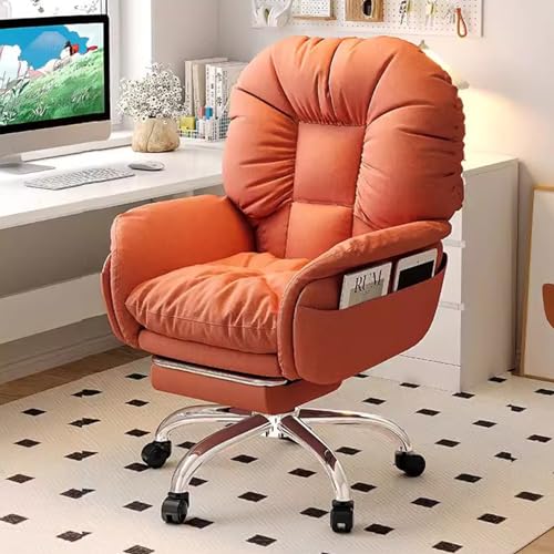 Büro-Gaming-Stühle for Erwachsene mit Rollen, Lounge-Arm-Schreibtischstühle for den Innenbereich, Live-Streaming-Computerstuhl mit verstellbarer Rückenlehne for Arbeitszimmer und Wohnzimmer(Orange/B) von OJIJO