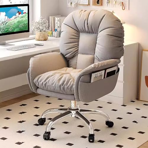 Büro-Gaming-Stühle for Erwachsene mit Rollen, Lounge-Arm-Schreibtischstühle for den Innenbereich, Live-Streaming-Computerstuhl mit verstellbarer Rückenlehne for Arbeitszimmer und Wohnzimmer(Light Grey von OJIJO