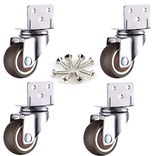 Lenkrollen mit Bremse, 4er-Pack, L-förmige Halterung, dämpfende Stuhlrollen aus Gummi for Kinderbetten, 65 kg Tragkraft, Kugellager, mit Schrauben(4universal,50MM) von OJIJO
