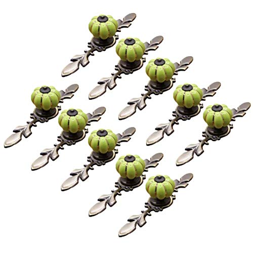 OJIJO Keramikknöpfe, 10 Stück Schrankbeschläge im Pastoralstil for moderne, kreative Küchenmöbelschubladen, 40 x 43 mm(Green) von OJIJO