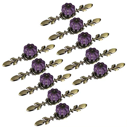 OJIJO Keramikknöpfe, 10 Stück Schrankbeschläge im Pastoralstil for moderne, kreative Küchenmöbelschubladen, 40 x 43 mm(Purple) von OJIJO