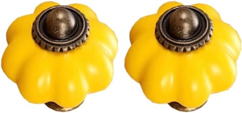OJIJO Keramikknöpfe, 2 Stück, niedliche Retro-Schrankgriffe for Kinderküchenschubladentüren, 33 x 38 mm(Yellow) von OJIJO