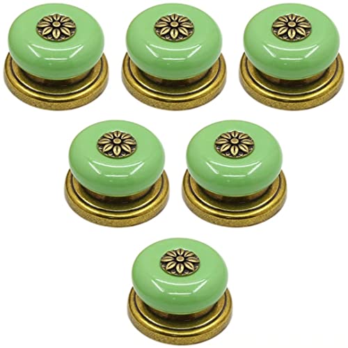 OJIJO Keramikknöpfe, 6er-Set runde Schrankgriffe for Küchenschrankmöbel, Zinklegierungs-Hardware-Griffe, 37 x 22 mm(Green) von OJIJO