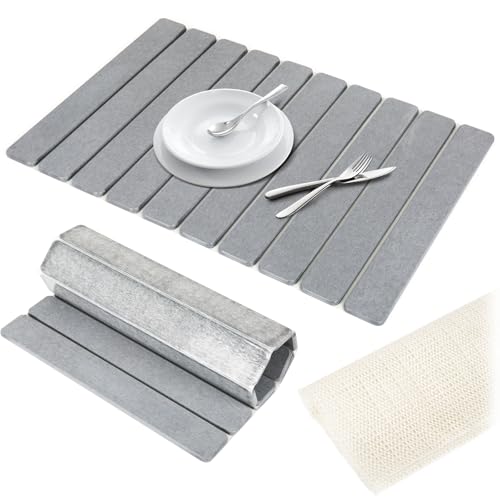 Abtropfmatte Geschirr 60 X 39 cm, Große Abtropfmatte Aus Stein Für Küchentheke, Kieselgur Matte Küche, Schnell Trocknende Faltbare Abtropfmatte, Für Geschirr, Flaschen, Tassen, Passend Für Jede Arbei Abtropfmatte Geschirr 60 X 39 cm, Große Abtropfmatte Aus Stein Für Küchentheke, Kieselgur Matte Küche, Schnell Trocknende Faltbare Abtropfmatte, Für Geschirr, Flaschen, Tassen, Passend Für Jede Arbei von OJTOJT