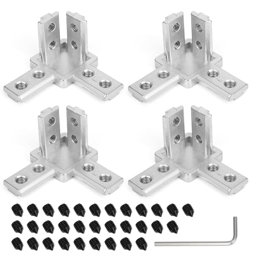 Eckverbinder Profilverbinder,OJTOJT 3-Wege Eck Verbinder Halter Eckhalterung 4 Stück Aluprofil Eckverbinder 20203030/4040 Serie für 6/8 mm T-Nut-Aluminium-Strangpressprofil (3030, 6mm) von OJTOJT