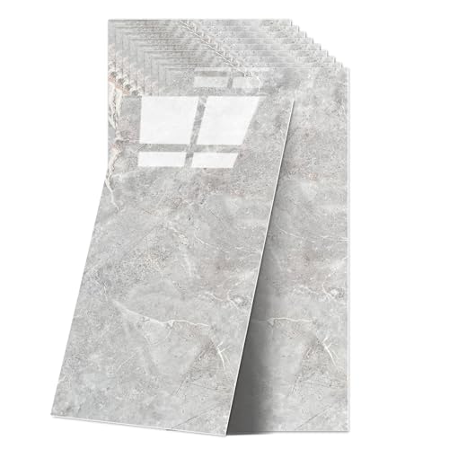 Fliesenaufkleber Marmor, 10 Stück Marmor Fliesen Selbstklebend, KüChenrückwand Wandfliesen Selbstklebend, 60 X 30 cm Klebefliesen Wasserfest FüR Küche Und Badezimmer von OJTOJT