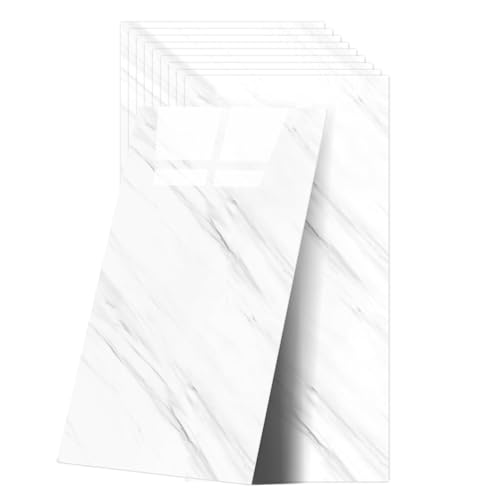 Fliesenaufkleber Marmor, 10 Stück Marmor Fliesen Selbstklebend, KüChenrückwand Wandfliesen Selbstklebend, 60 X 30 cm Klebefliesen Wasserfest FüR Küche Und Badezimmer von OJTOJT