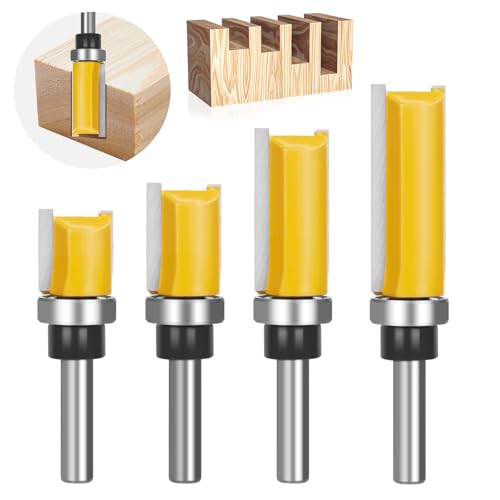 Fräser Oberfräse, 4 Stück Kopierfräser Für Oberfräse, Bündigfräser Schaft 8 mm, Mit Kugellagern Hartmetall Klinge Handlich, Für Holzbearbeitung DIY Zu Hause von OJTOJT