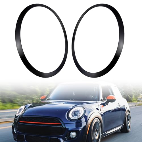 OJTOJT 1 Paar Mini Scheinwerfer Zierringe, Scheinwerfer-Verkleidungsring, Scheinwerfer Zierring Mini Cooper F55 F56 F57 2014-2021, OEM 51137300631, 51137300632 (Schwarz) von OJTOJT