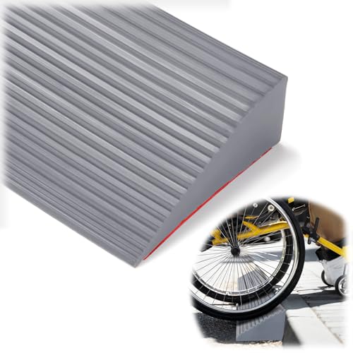 Türschwellenrampe, Schwellenrampe Selbstklebend, 900 x 80 x (10-30) mm auffahrrampe Rollstuhl, Türschwellen Silikon für Rollstuhl, Kinderwagen, Rollator oder e Scooter (Grau, 90x8x2cm) von OJTOJT
