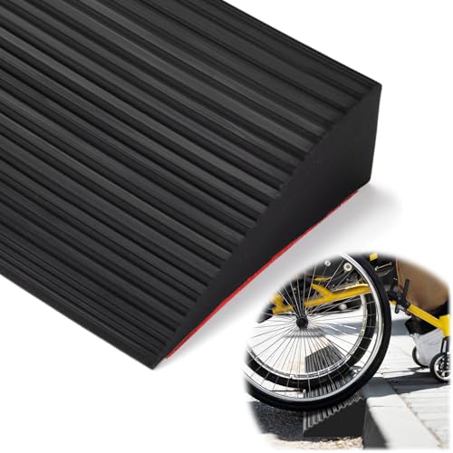 Türschwellenrampe, Schwellenrampe Selbstklebend, 900 x 80 x (10-30) mm auffahrrampe Rollstuhl, Türschwellen Silikon für Rollstuhl, Kinderwagen, Rollator oder e Scooter (Schwarz, 90x8x1cm) von OJTOJT