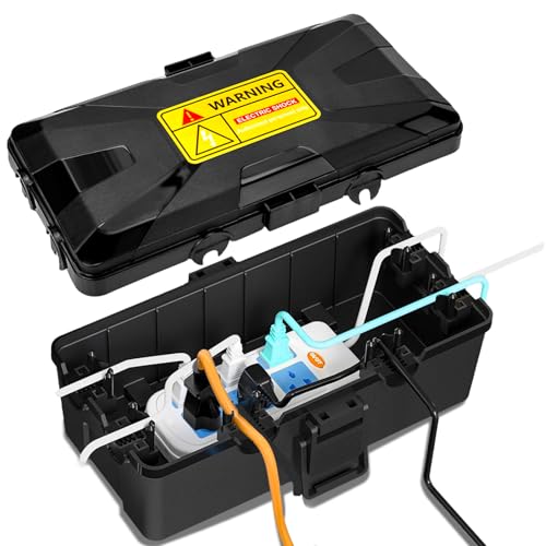 Wasserdichte Kabelbox Outdoor,Außenbereich Elektrobox IP54 Verteilerdose Außen Wasserdicht 26x15x10cm Steckerschutz Wasserdichte Kabelbox für Schutz von Verlängerungskabeln, Steckdosenleisten von OJTOJT