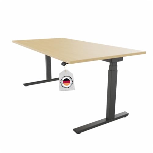 OKA Easy Up, ergonomischer Schreibtisch elektrisch höhenverstellbar für das Homeoffice 5 Jahre Garantie Made in Germany (Tischplatte Vicenza Eiche/Gestell Grau, 180 x 80cm) von OKA
