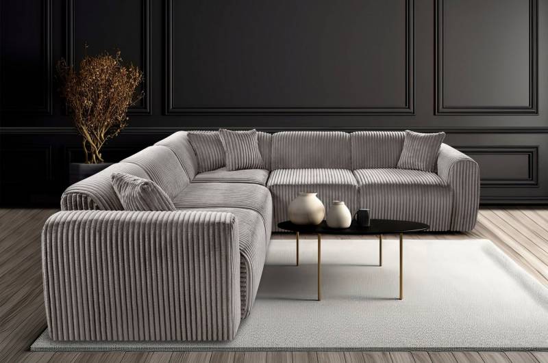 OKAA Ecksofa L-Form Tamara Rundecke 260x260x88 cm Sofa Couch, Made in Europe von OKAA