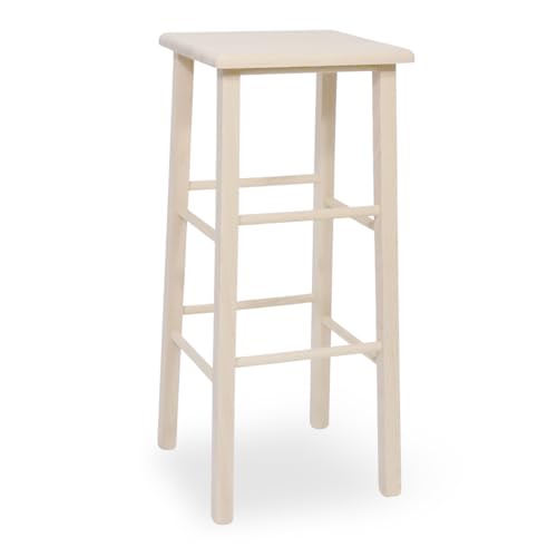 Hocker Stuhl aus Holz massiv roh zum lackieren H 73 cm-terra auf Sitz quadratisch Pub Pizzeria mit geraden Füßen neuen bereits montiert von okAffareFatto di Zimbardi Costanza