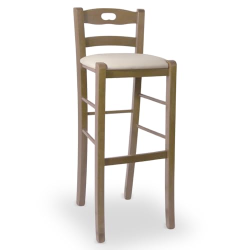 OKAFFAREFATTO MADDALONI Barhocker, Höhe 80 cm, aus hellem Walnussholz mit Topflappen in der Rückenlehne und Sitz aus Kunstleder, beige OKAFFAREFATTO MADDALONI Barhocker, Höhe 80 cm, aus hellem Walnussholz mit Topflappen in der Rückenlehne und Sitz aus Kunstleder, beige von OKAFFAREFATTO MADDALONI