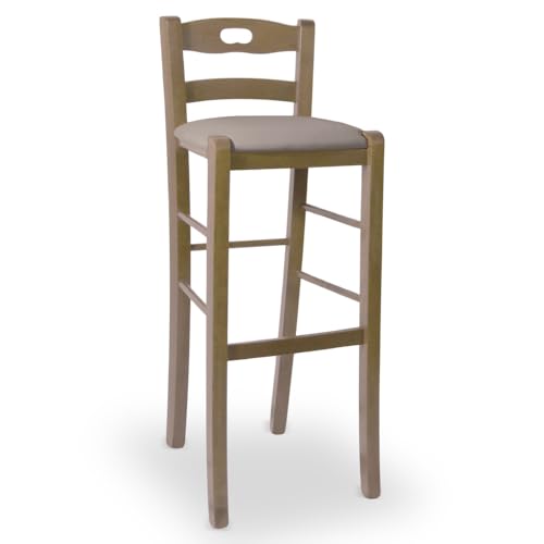 OKAFFAREFATTO MADDALONI Barhocker, Höhe 80 cm, aus hellem Walnussholz mit Topflappen in der Rückenlehne und gepolsterter Sitzfläche aus Kunstleder, Taupe OKAFFAREFATTO MADDALONI Barhocker, Höhe 80 cm, aus hellem Walnussholz mit Topflappen in der Rückenlehne und gepolsterter Sitzfläche aus Kunstleder, Taupe von OKAFFAREFATTO MADDALONI