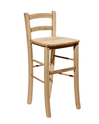 OKAFFAREFATTO MADDALONI Barhocker aus unbehandeltem Holz zum Bemalen mit Sitzfläche aus Massivholz, Höhe 67 cm vom Boden bis zur Sitzfläche bereits montiert von okAffareFatto di Zimbardi Costanza