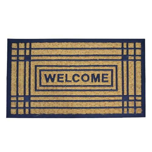 OKAFFAREFATTO MADDALONI Fußmatte rechteckig Welcome aus Kokosfaser und Gummi, gestreift, 45 x 75 cm von OKAFFAREFATTO MADDALONI