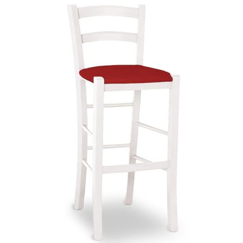 OKAFFAREFATTO MADDALONI Hocker Venezia aus weiß lackiertem Holz, Höhe 73 cm, Sitzfläche Kunstleder rot OKAFFAREFATTO MADDALONI Hocker Venezia aus weiß lackiertem Holz, Höhe 73 cm, Sitzfläche Kunstleder rot von OKAFFAREFATTO MADDALONI