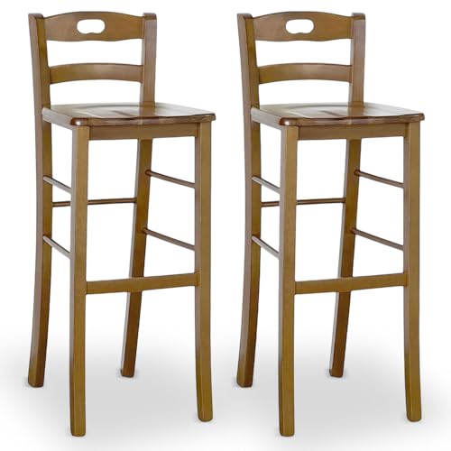 OKAFFAREFATTO MADDALONI Set mit 2 Barhockern, Höhe 80 cm, aus hellem Walnussholz mit Topflappen, Rückenlehne und massiver Sitzfläche OKAFFAREFATTO MADDALONI Set mit 2 Barhockern, Höhe 80 cm, aus hellem Walnussholz mit Topflappen, Rückenlehne und massiver Sitzfläche von OKAFFAREFATTO MADDALONI