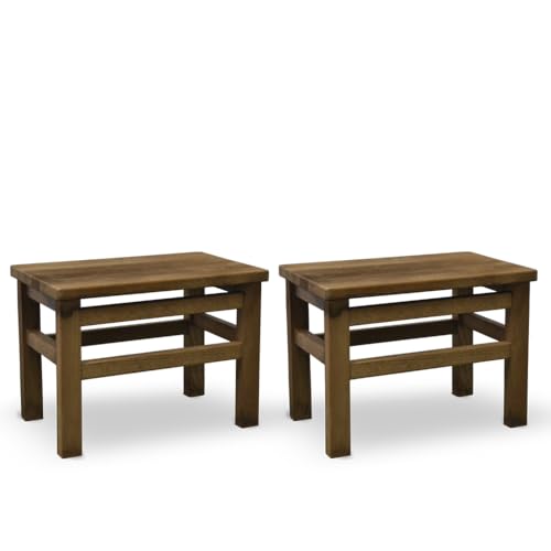 OKAFFAREFATTO MADDALONI Set mit 2 Hockern, niedrige Hocker, Bänke, Fußstützen, aus dunklem Walnussholz von OKAFFAREFATTO MADDALONI