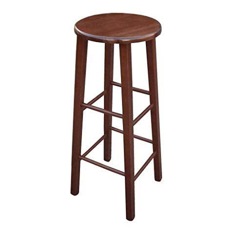 OKAFFAREFATTO MADDALONI Hocker aus Massivholz mit runder Sitzfläche aus dunklem Nussbaum, Höhe 80 cm vom Boden mit geraden Beinen von OKAFFAREFATTO MADDALONI