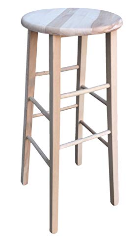 okaffarefatto maddaloni Hocker aus Massivholz mit runder Sitzfläche 80 cm hoch vom Boden bis zur Sitzfläche, fertig montiert, unbehandelt zum Lackieren, gerade Beine von OKAFFAREFATTO MADDALONI