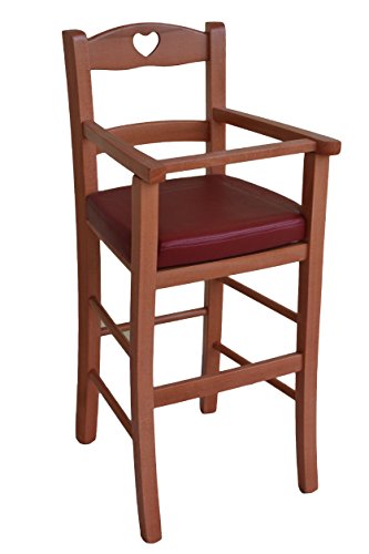 Ok Affarefatto Maddaloni Stuhl für Hochstuhl Bimbo Luxus, aus Holz, Farbe Kirschholz, mit Sitzfläche aus Kunstleder, Rot von OKAFFAREFATTO MADDALONI