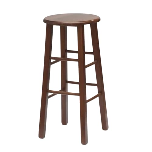 Sitzhocker aus Holz mit runder Sitzfläche Farbe dunkler Nussbaum, mit geraden Beinen, montiert Höhe vom Boden bis zur Sitzfläche 68 cm von okAffareFatto di Zimbardi Costanza