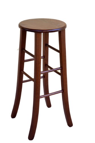 OKAFFAREFATTO MADDALONI Hocker aus Massivholz, Höhe 67 cm, dunkler Walnuss, mit Sitzfläche aus Massivholz, rund, Kneipe, Pizzeria, fertig montiert von OKAFFAREFATTO MADDALONI