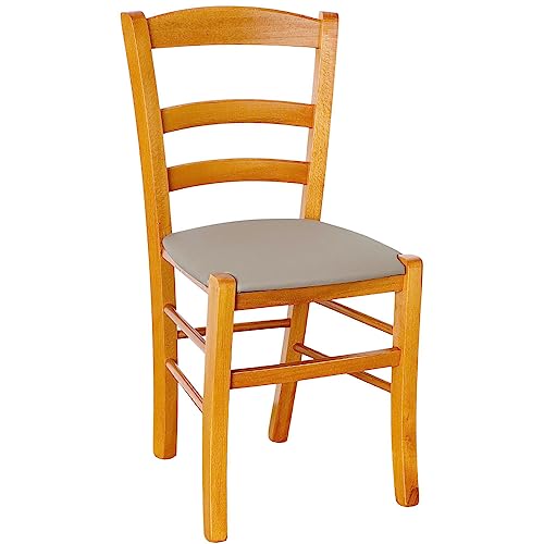 okAffareFatto di Zimbardi Costanza Kirsche Kirsche Holz Stuhl mit gepolstertem Sitz taupe von OKAFFAREFATTO MADDALONI