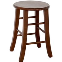 Okaffarefatto - Barhocker mit rundem Sitz, h 47 cm, Säbelbein aus dunklem Walnussholz von OKAFFAREFATTO