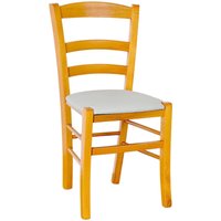 Bauernstuhl aus Kirschbaumholz mit hellgrau gepolstertem Sitz von OKAFFAREFATTO