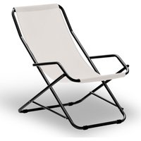 Okaffarefatto - Creta Schaukelstuhl aus lackiertem Stahlrohr mit beigefarbenem PVC-Tuch von OKAFFAREFATTO