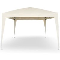 Gazebo Eden wiederverschließbar 3 m x 3 m aus weiß lackiertem Eisen mit beigem Tuch von OKAFFAREFATTO